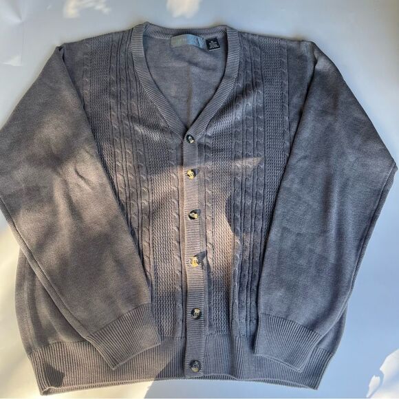 Oscar De La Renta Button Up Cardigan Grey in XL - Picture 1 of 8